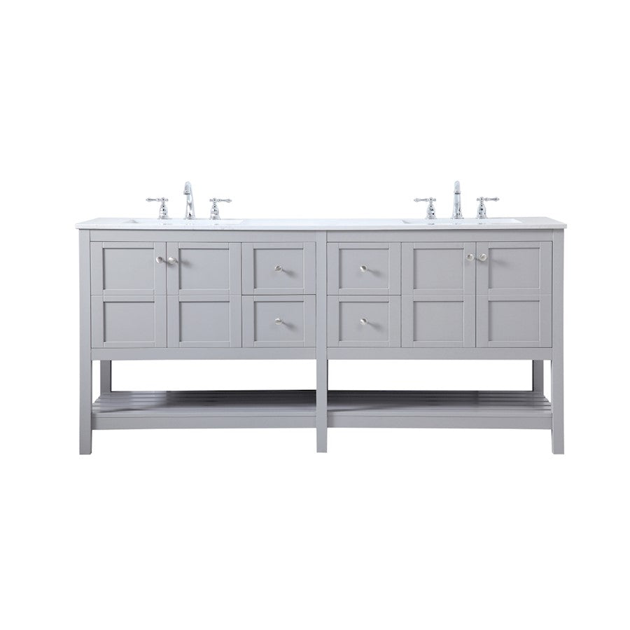 Elegant Kitchen/Bath Theo 72" Double Bathroom Vanity, Gray - VF16472DGR