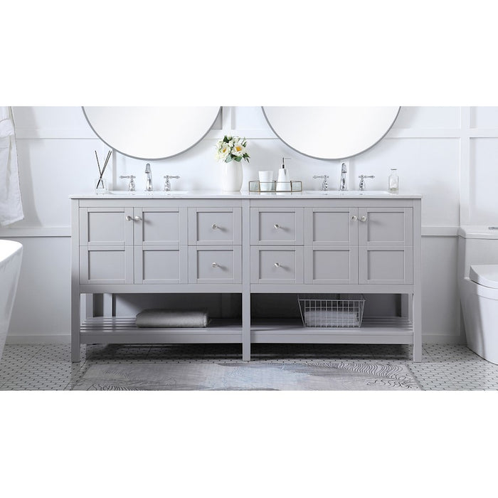Elegant Kitchen/Bath Theo 72" Double Bathroom Vanity, Gray