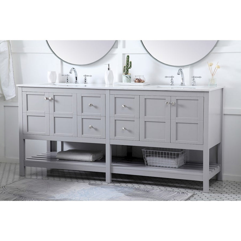 Elegant Kitchen/Bath Theo 72" Double Bathroom Vanity, Gray
