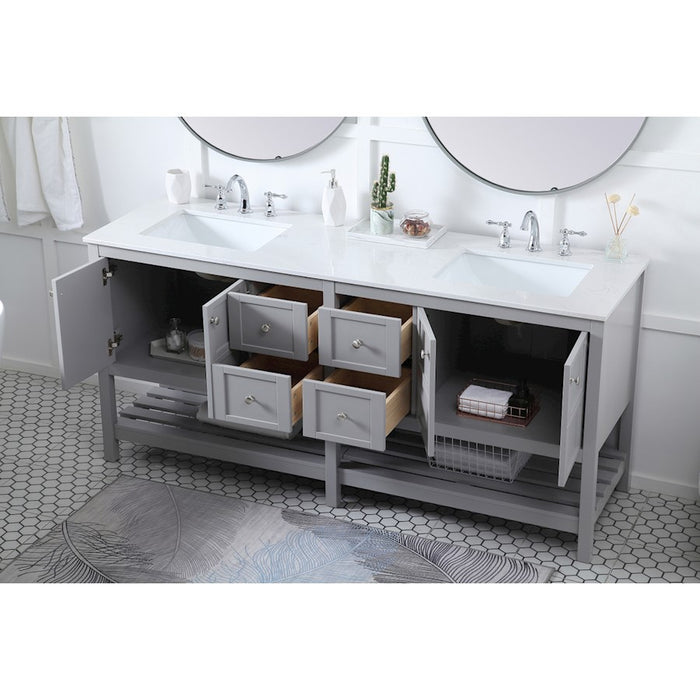 Elegant Kitchen/Bath Theo 72" Double Bathroom Vanity, Gray