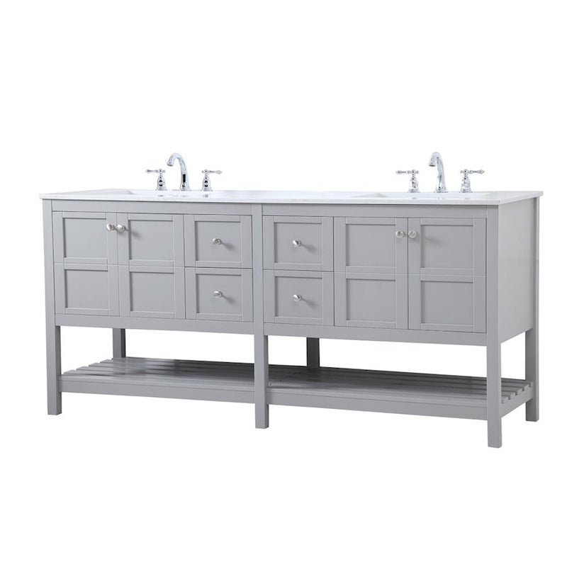 Elegant Kitchen/Bath Theo 72" Double Bathroom Vanity, Gray