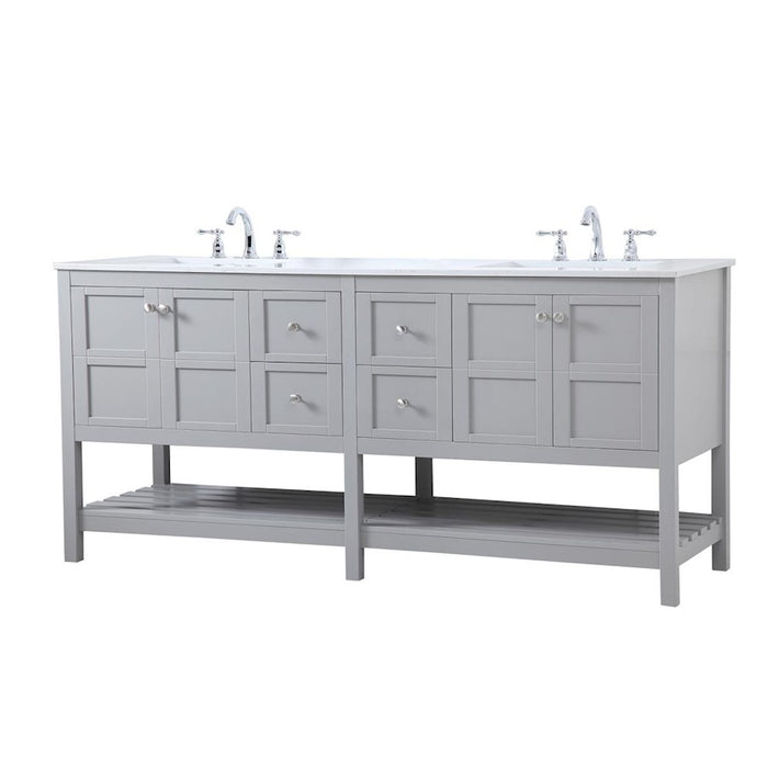Elegant Kitchen/Bath Theo 72" Double Bathroom Vanity, Gray
