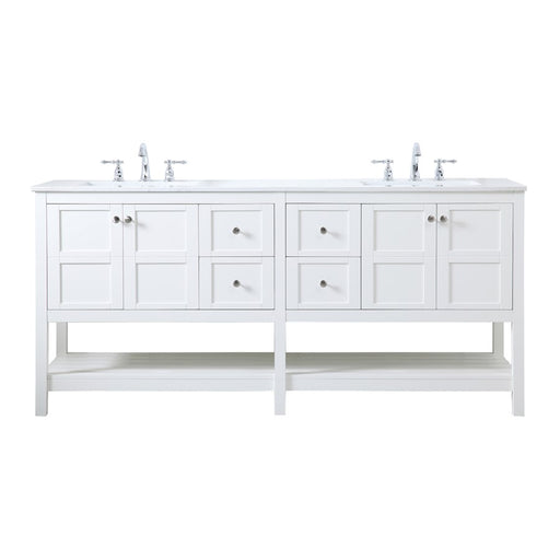 Elegant Kitchen/Bath Theo 72" Double Bathroom Vanity, White - VF16472DWH