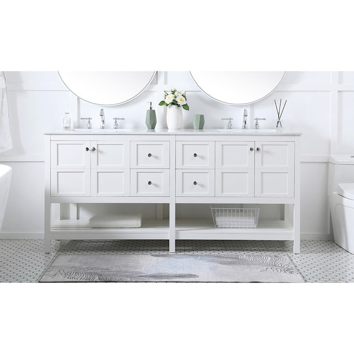 Elegant Kitchen/Bath Theo 72" Double Bathroom Vanity, White