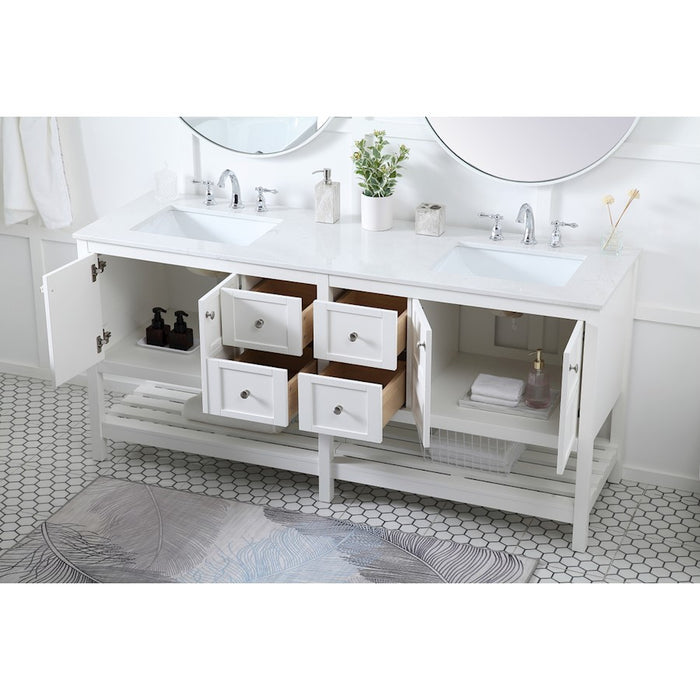 Elegant Kitchen/Bath Theo 72" Double Bathroom Vanity, White