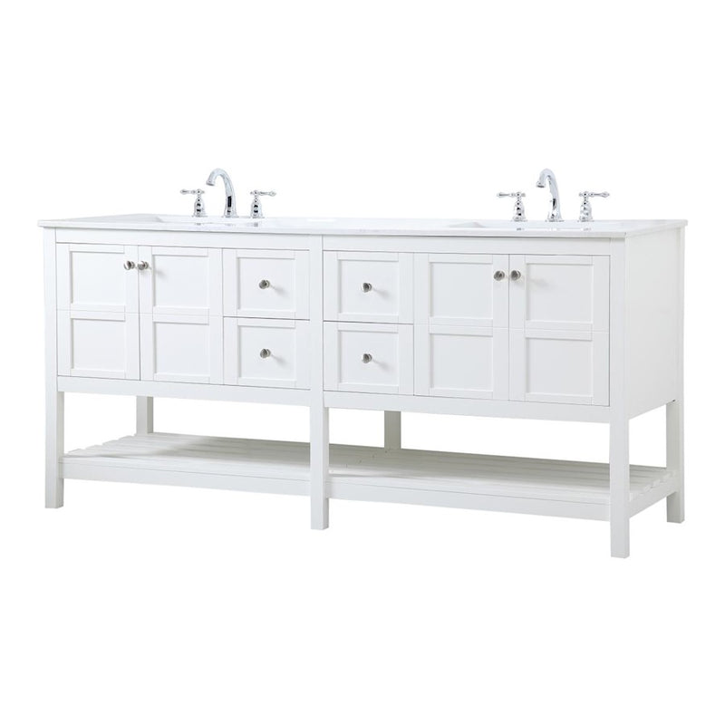 Elegant Kitchen/Bath Theo 72" Double Bathroom Vanity, White