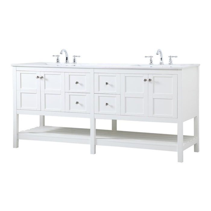 Elegant Kitchen/Bath Theo 72" Double Bathroom Vanity, White