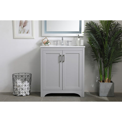Elegant Moore 30" Single Bathroom Vanity, Grey/Backsplash