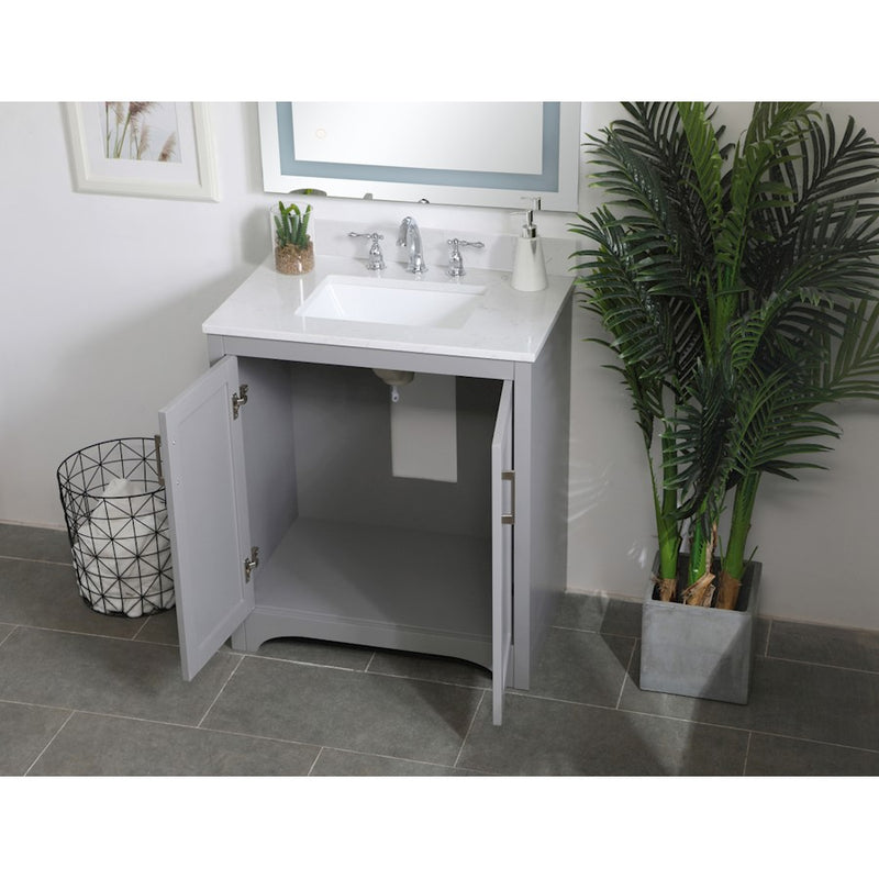 Elegant Moore 30" Single Bathroom Vanity, Grey/Backsplash