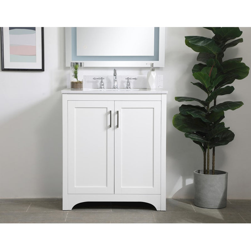 Elegant Moore 30" Single Bathroom Vanity, White/Backsplash