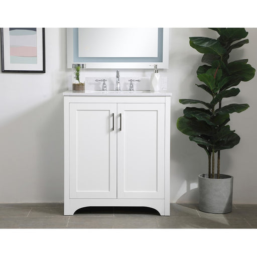 Elegant Moore 30" Single Bathroom Vanity, White/Backsplash