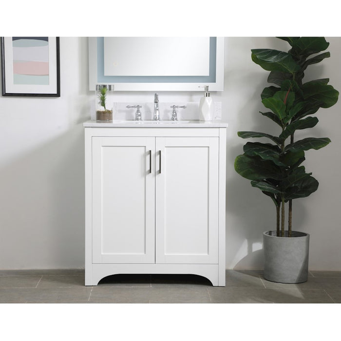 Elegant Moore 30" Single Bathroom Vanity, White/Backsplash