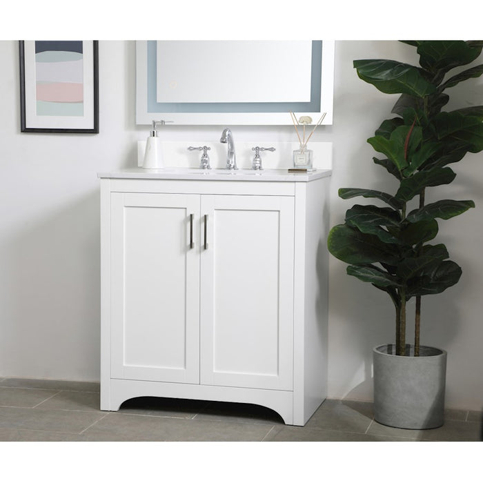 Elegant Moore 30" Single Bathroom Vanity, White/Backsplash