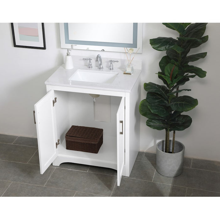 Elegant Moore 30" Single Bathroom Vanity, White/Backsplash