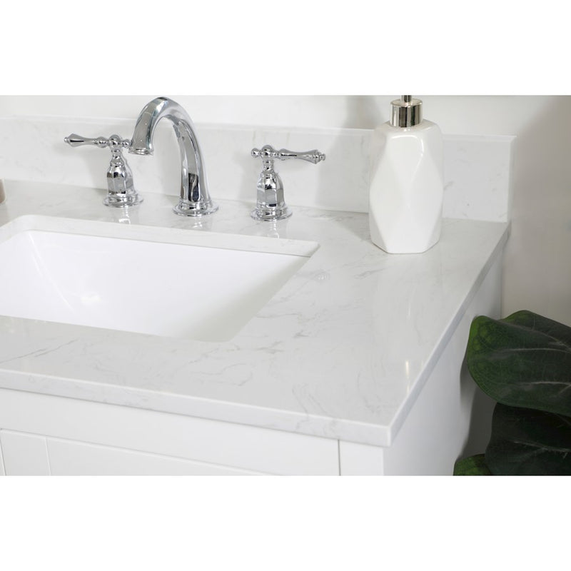 Elegant Moore 30" Single Bathroom Vanity, White/Backsplash