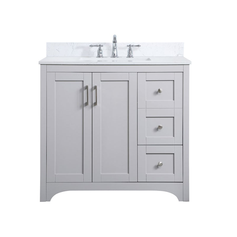 Elegant Moore 36" Single Bathroom Vanity, Grey/Backsplash - VF17036GR-BS