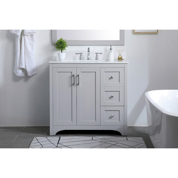 Elegant Moore 36" Single Bathroom Vanity, Grey/Backsplash