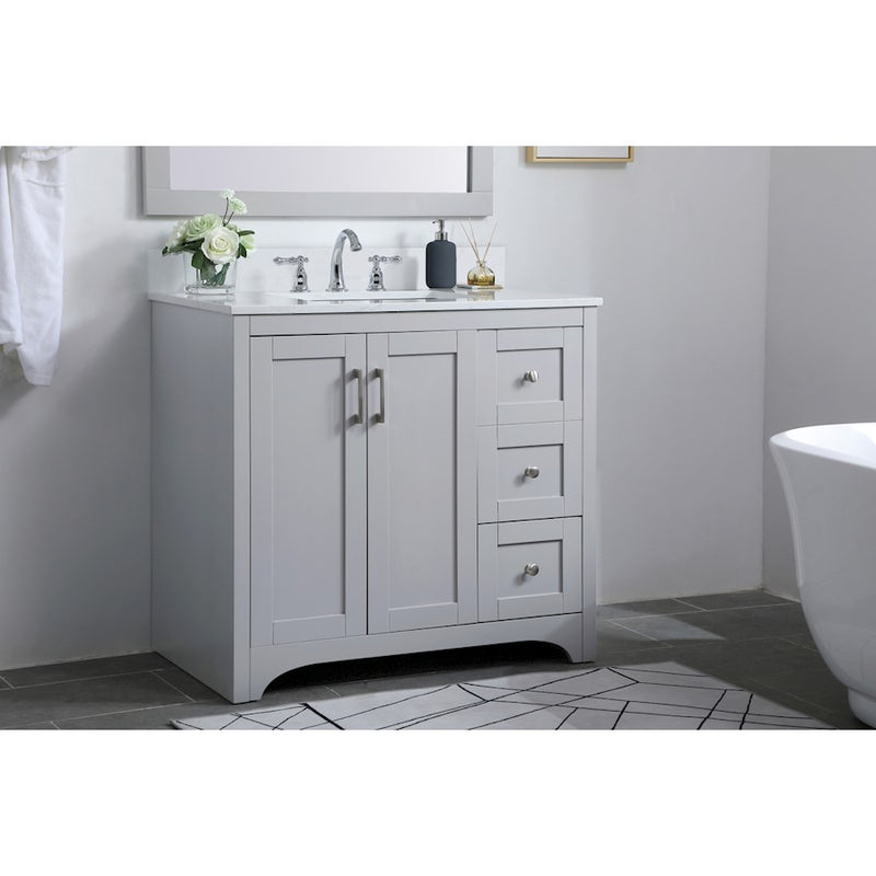 Elegant Moore 36" Single Bathroom Vanity, Grey/Backsplash
