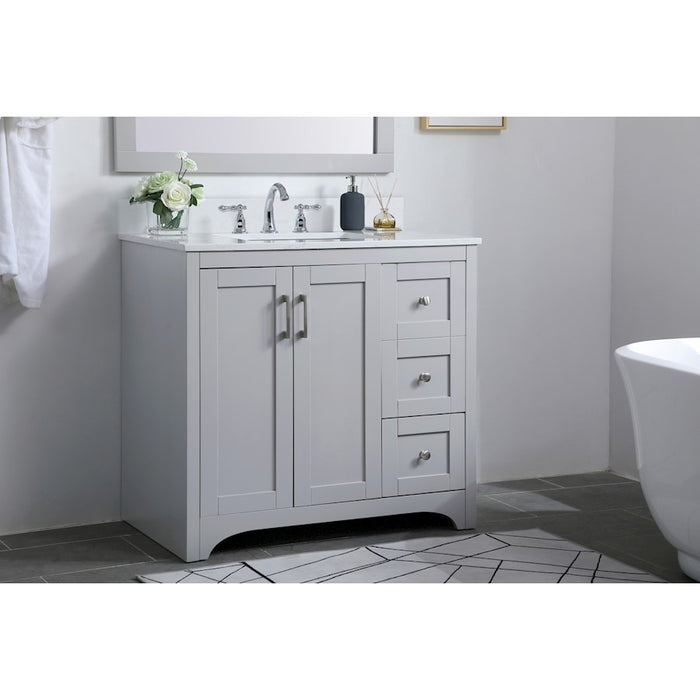 Elegant Moore 36" Single Bathroom Vanity, Grey/Backsplash