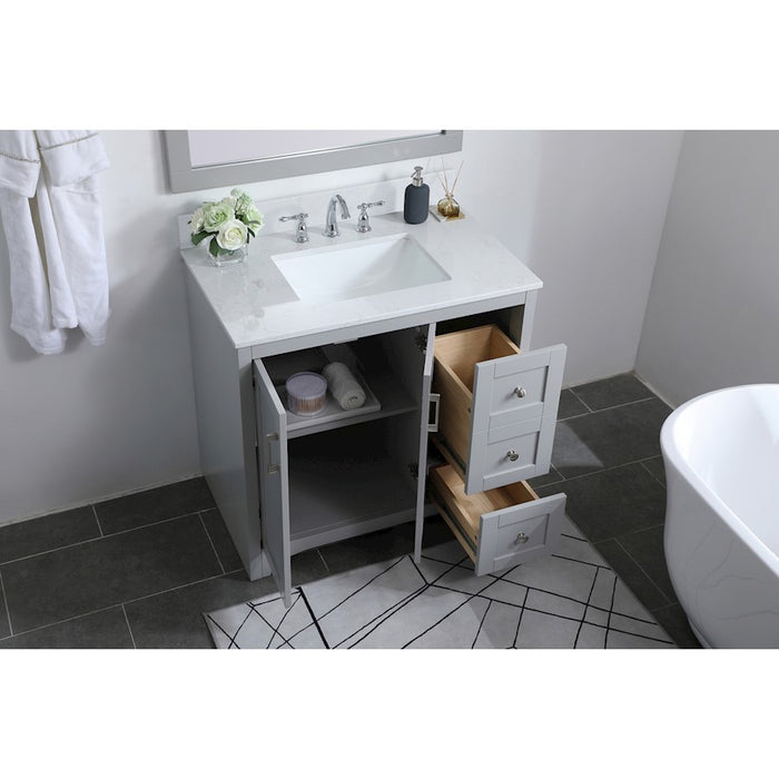 Elegant Moore 36" Single Bathroom Vanity, Grey/Backsplash