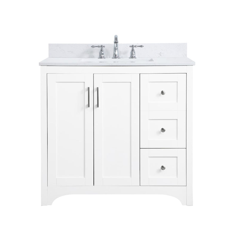 Elegant Moore 36" Single Bathroom Vanity, White/Backsplash - VF17036WH-BS