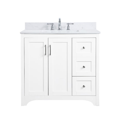 Elegant Moore 36" Single Bathroom Vanity, White/Backsplash - VF17036WH-BS