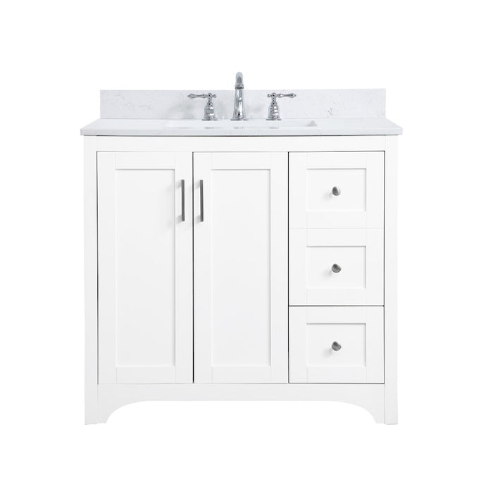 Elegant Moore 36" Single Bathroom Vanity, White/Backsplash - VF17036WH-BS