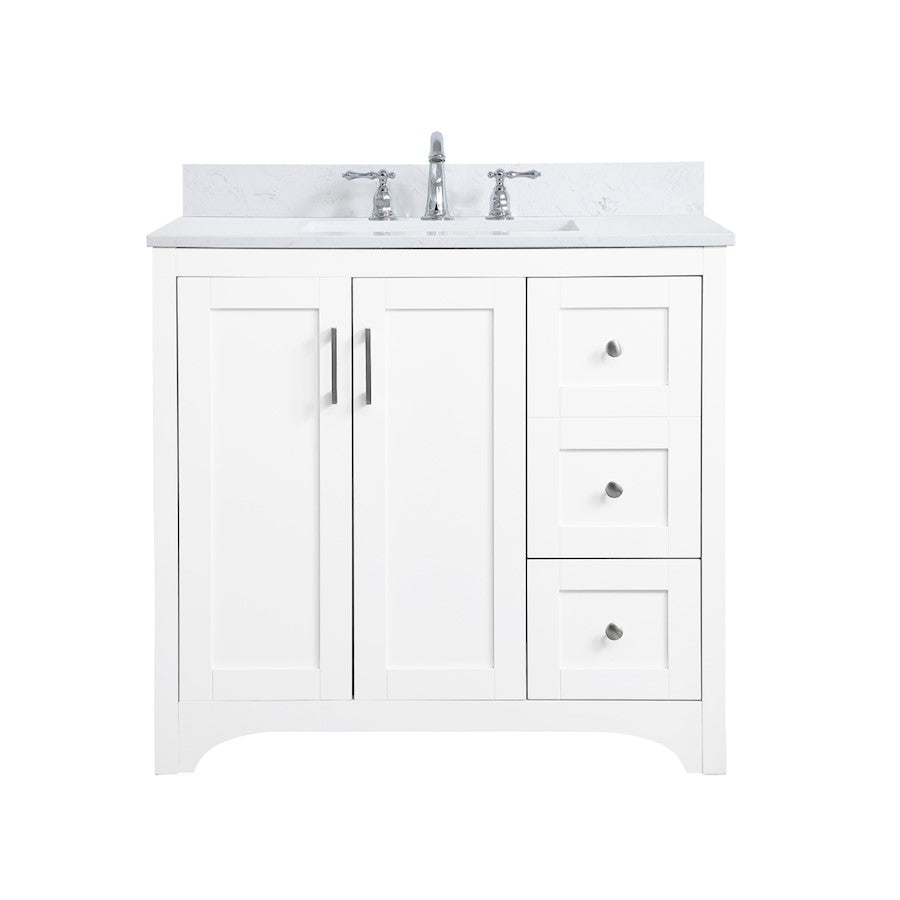 Elegant Moore 36" Single Bathroom Vanity, White/Backsplash - VF17036WH-BS