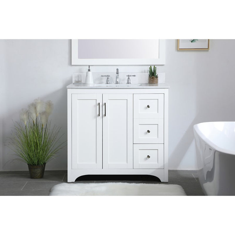 Elegant Moore 36" Single Bathroom Vanity, White/Backsplash