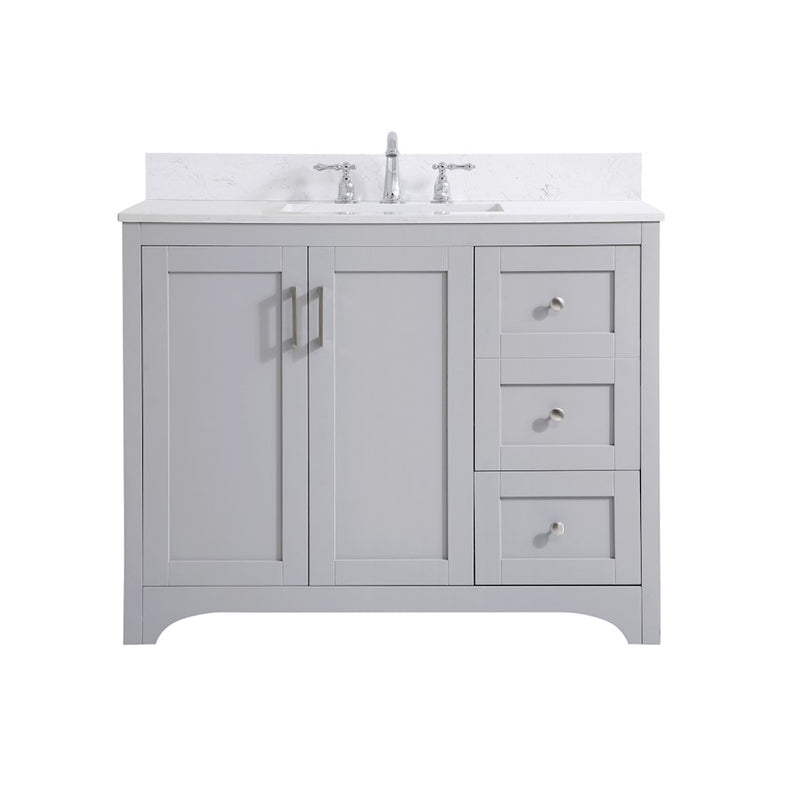Elegant Moore 42" Single Bathroom Vanity, Grey/Backsplash - VF17042GR-BS