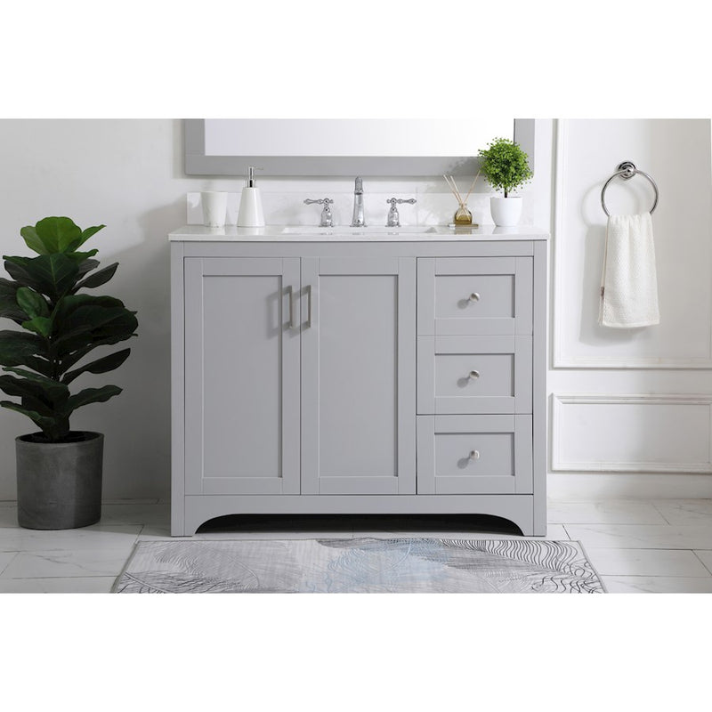 Elegant Moore 42" Single Bathroom Vanity, Grey/Backsplash