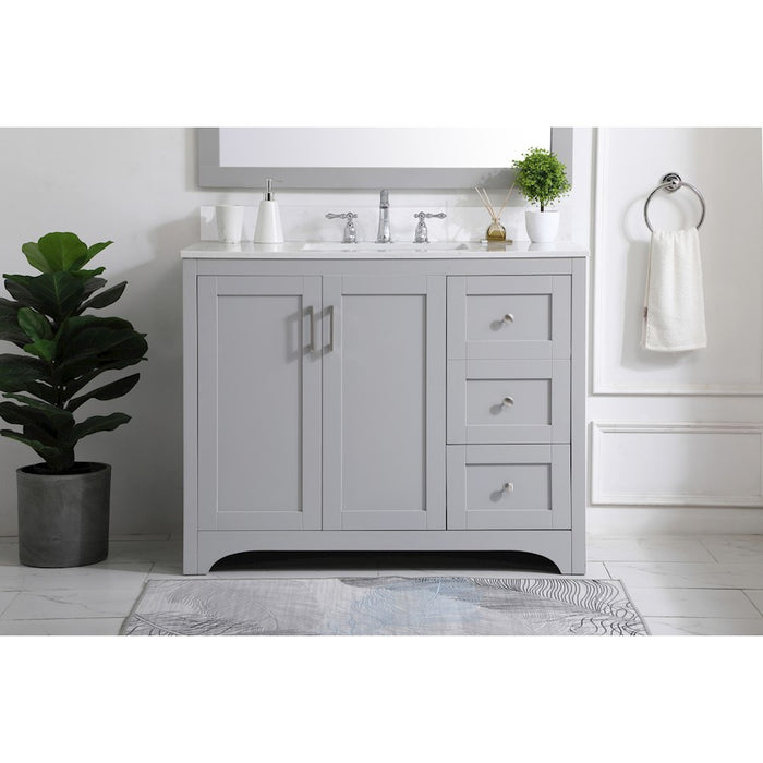 Elegant Moore 42" Single Bathroom Vanity, Grey/Backsplash