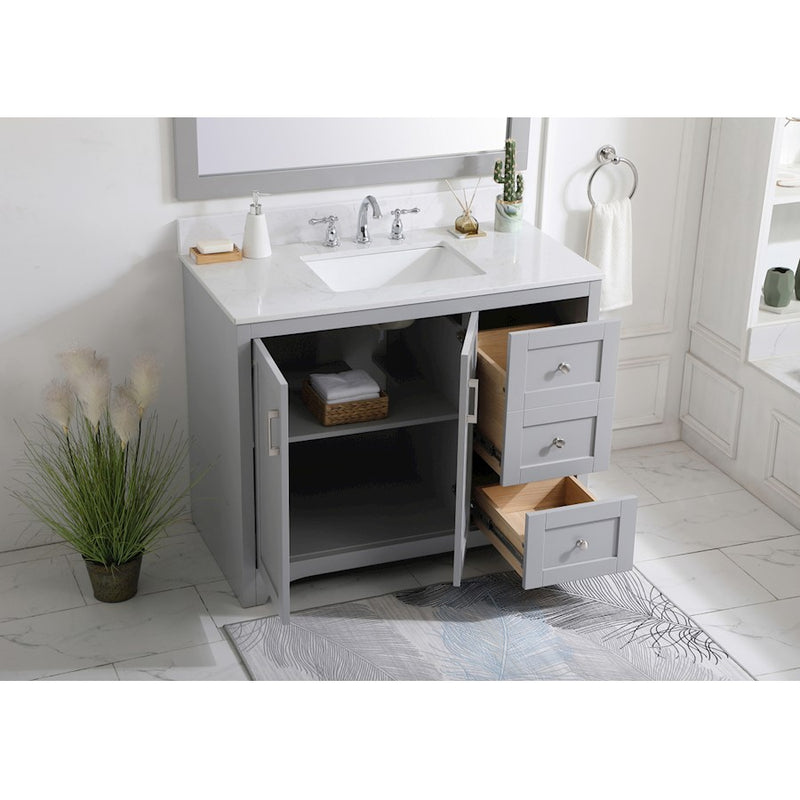 Elegant Moore 42" Single Bathroom Vanity, Grey/Backsplash