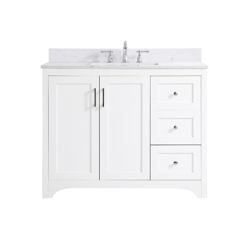 Elegant Moore 42" Single Bathroom Vanity, White/Backsplash - VF17042WH-BS