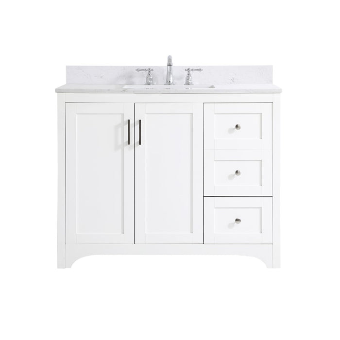 Elegant Moore 42" Single Bathroom Vanity, White/Backsplash - VF17042WH-BS