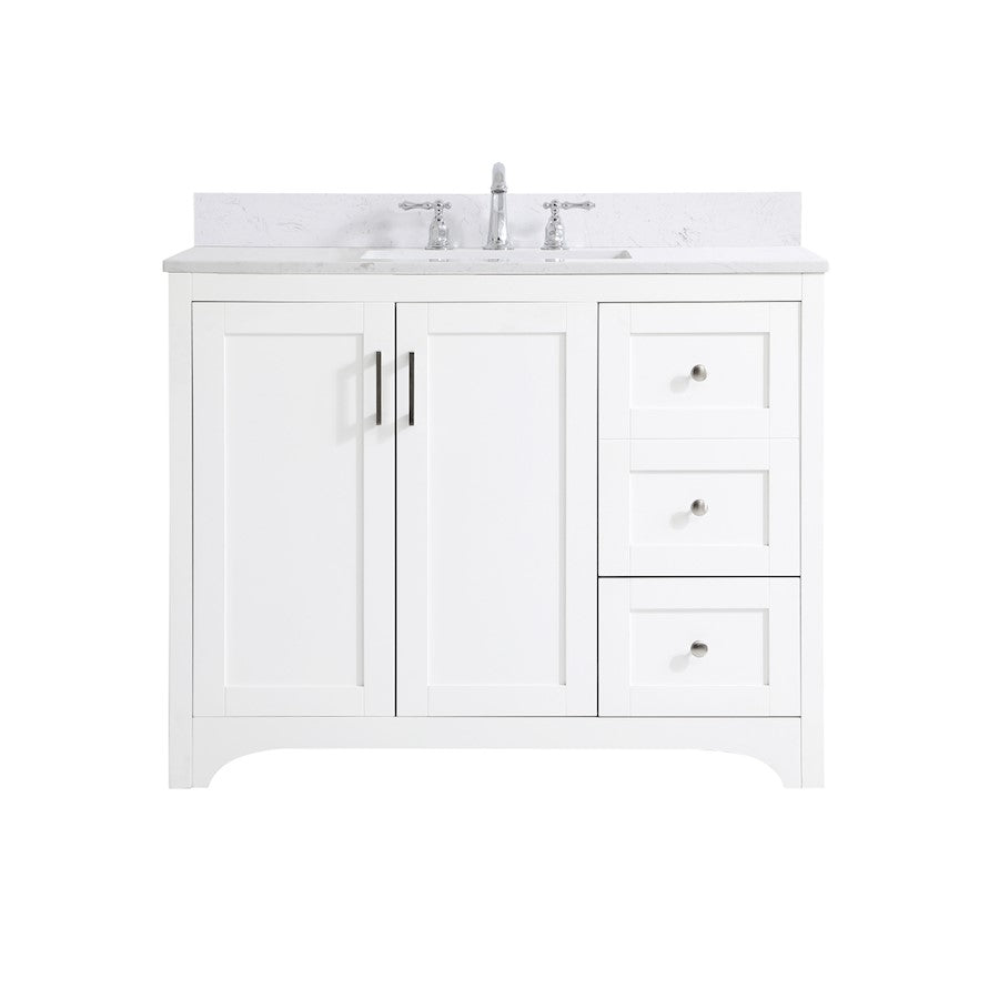 Elegant Moore 42" Single Bathroom Vanity, White/Backsplash - VF17042WH-BS