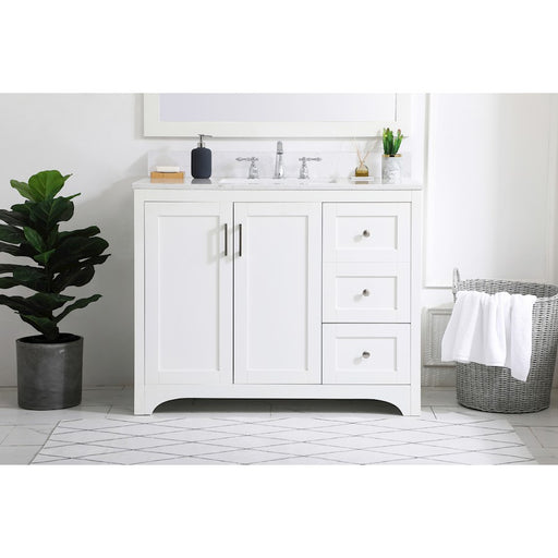 Elegant Moore 42" Single Bathroom Vanity, White/Backsplash