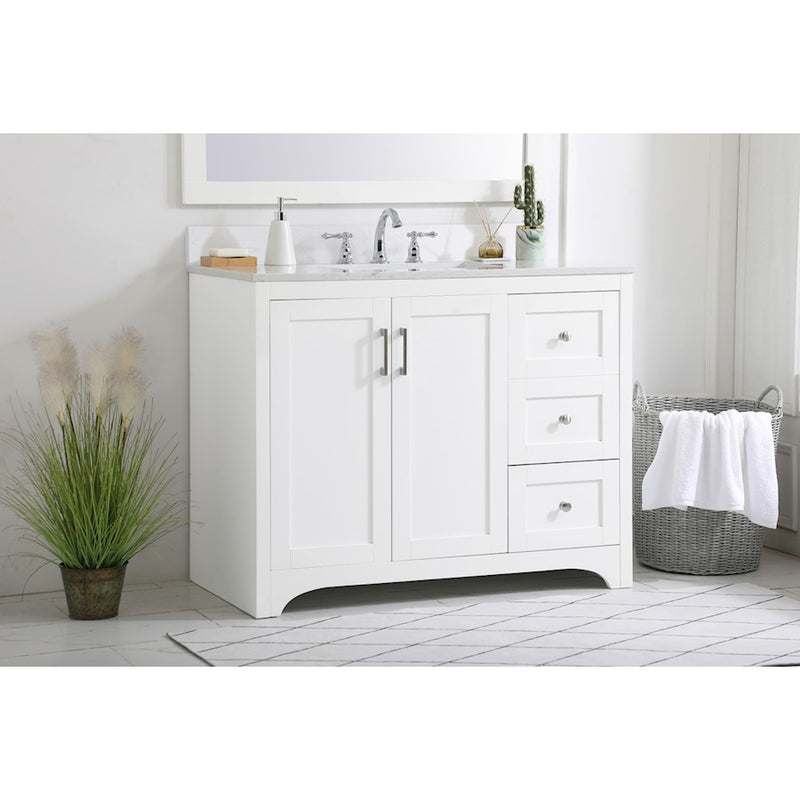 Elegant Moore 42" Single Bathroom Vanity, White/Backsplash