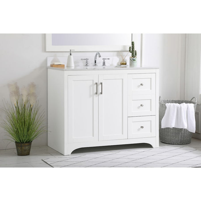Elegant Moore 42" Single Bathroom Vanity, White/Backsplash