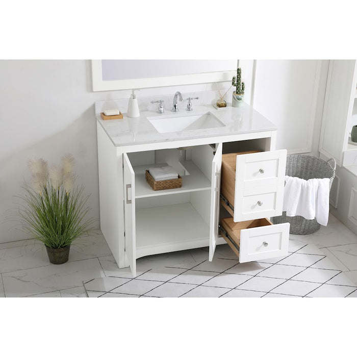 Elegant Moore 42" Single Bathroom Vanity, White/Backsplash