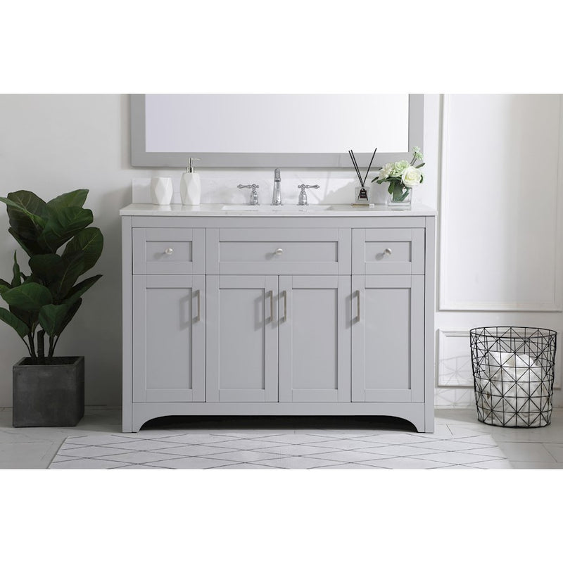 Elegant Moore 48" Single Bathroom Vanity, Grey/Backsplash