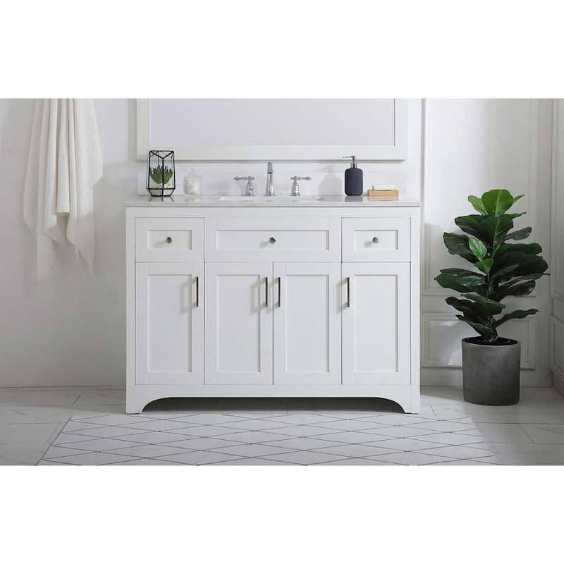 Elegant Moore 48" Single Bathroom Vanity, White/Backsplash