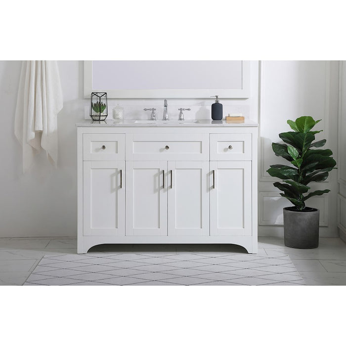 Elegant Moore 48" Single Bathroom Vanity, White/Backsplash