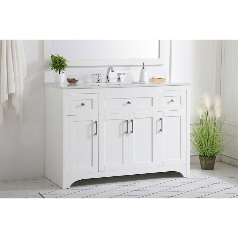Elegant Moore 48" Single Bathroom Vanity, White/Backsplash