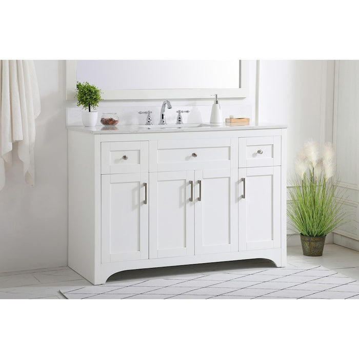 Elegant Moore 48" Single Bathroom Vanity, White/Backsplash