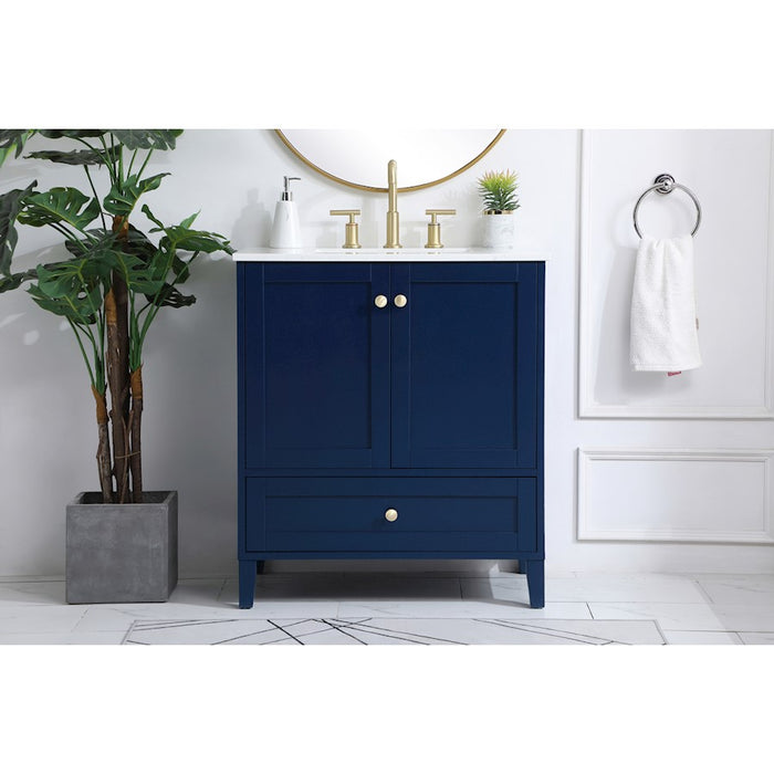Elegant Kitchen/Bath Sommerville 30" Single Bathroom Vanity, Blue