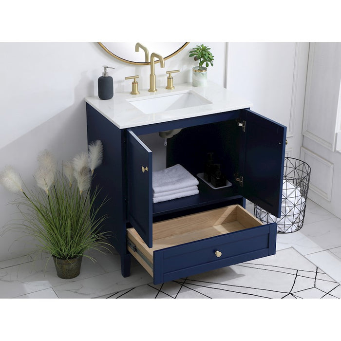 Elegant Kitchen/Bath Sommerville 30" Single Bathroom Vanity, Blue