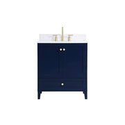 Elegant Sommerville 30" Single Bathroom Vanity, Blue/Backsplash - VF18030BL-BS