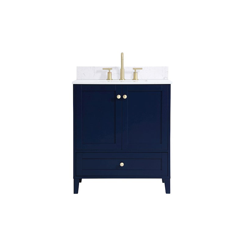 Elegant Sommerville 30" Single Bathroom Vanity, Blue/Backsplash - VF18030BL-BS