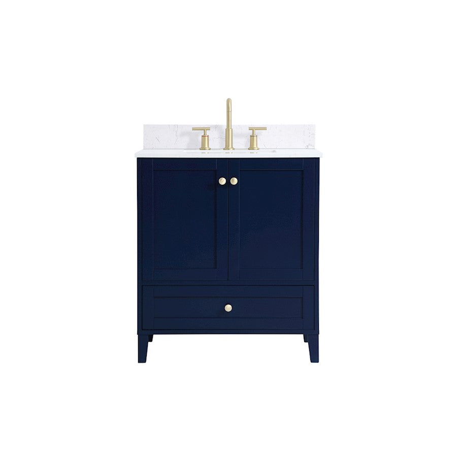 Elegant Sommerville 30" Single Bathroom Vanity, Blue/Backsplash - VF18030BL-BS